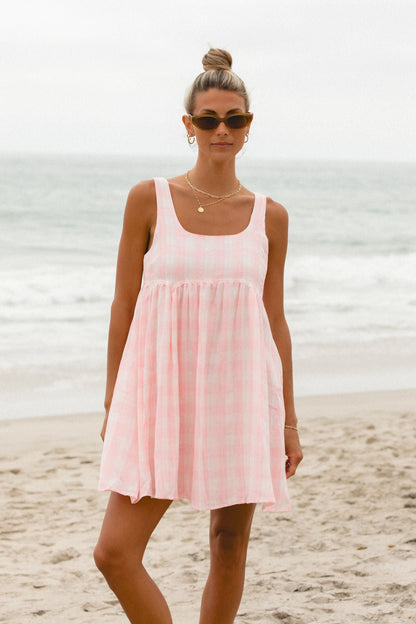 Monaco Gingham Cotton Mini Dress